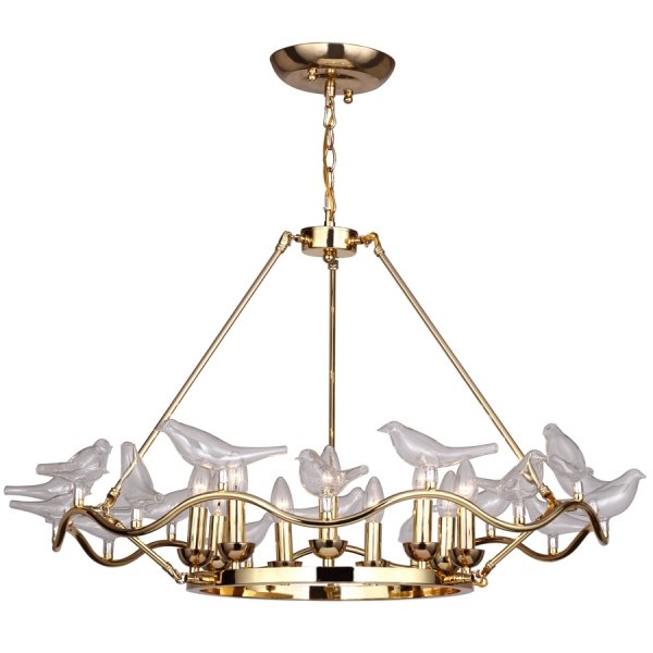 Люстра Dove Chandelier Glass Bird 9 Золотой в Казани | Loft Concept 