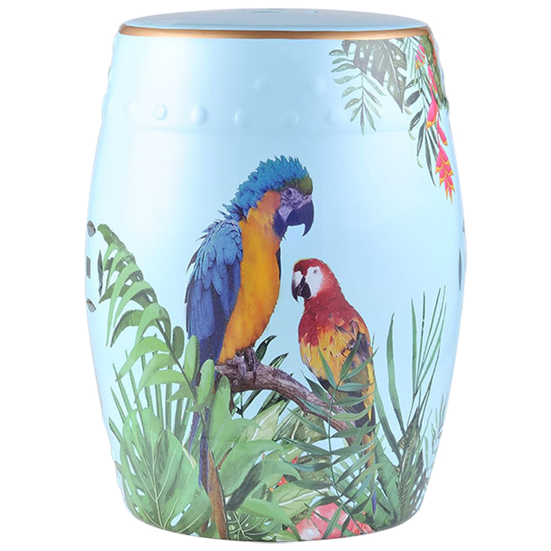 Керамический табурет Parrots Tropical Animal Ceramic Stool Blue Голубой Мульти в Казани | Loft Concept 