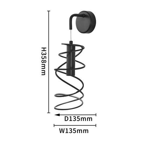 Бра светодиодное из металла со спиральным декоративным элементом черное Metal Spiral в Казани