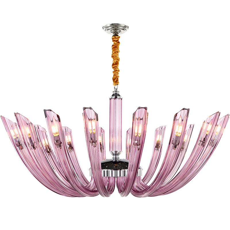 Люстра Pink Rays Chandelier Розовый Хром в Казани | Loft Concept 