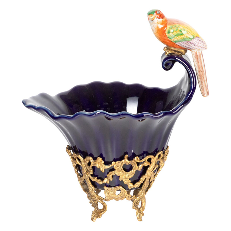 Чаша темно-синего цвета из фарфора с разноцветной птичкой Eden Garden porcelain and bronze Темно-синий Бронза Мульти Чаша темно-синего цвета из фарфора с разноцветной птичкой Eden Garden porcelain and bronze Темно-синий Бронза Мульти в Казани | Loft Concept
