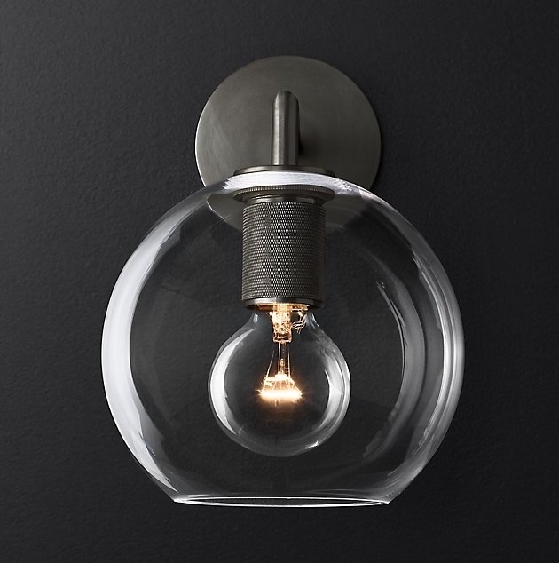 Бра RH Utilitaire Globe Shade Single Sconce Black Черный Темная бронза в Казани | Loft Concept 