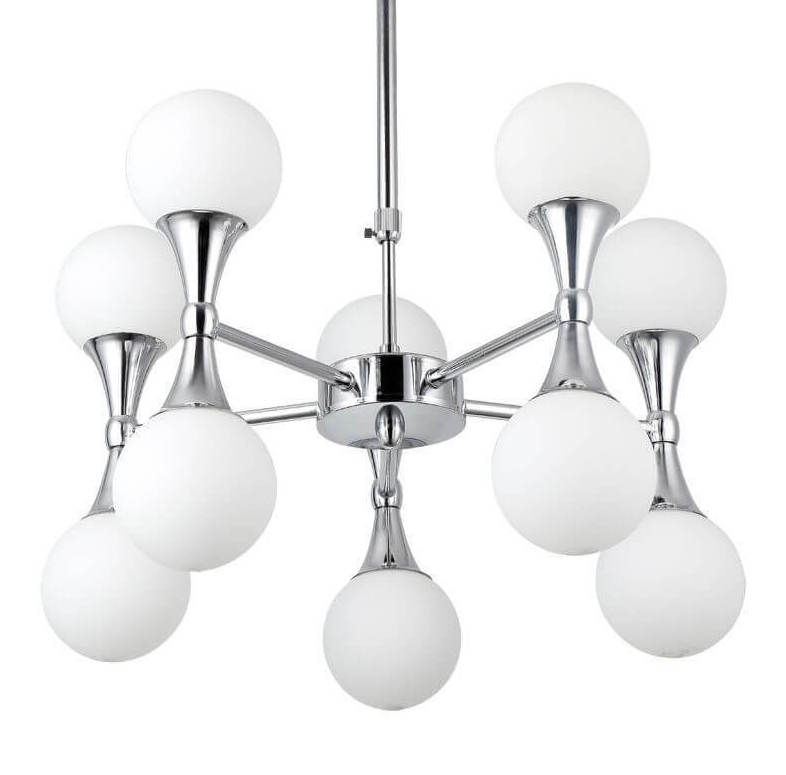 Люстра Ball Valley Chandelier Chromium 10 Белый Хром в Казани | Loft Concept 