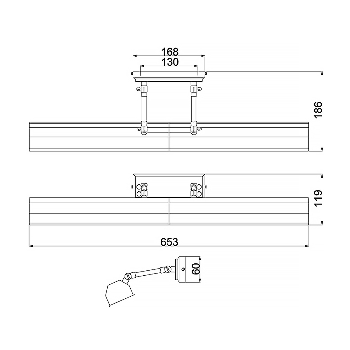 Светильник для картин с призматическим плафоном и двойными регулируемыми шарнирами Elstead Lighting в Казани