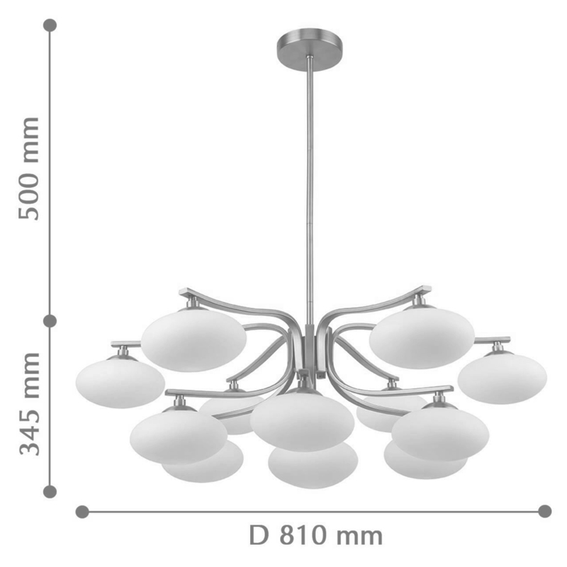 Oval Balls Mushrooms Chandelier 13 Silver в Казани