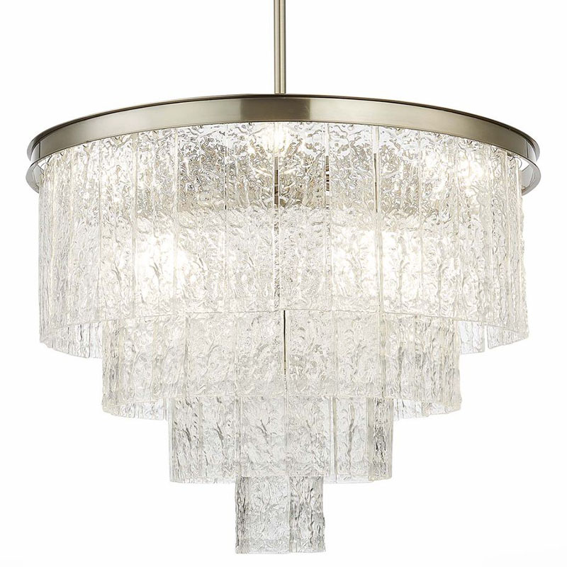 Люстра Renea Textured Glass Chandelier Nickel D60 Никель Прозрачное Стекло в Казани | Loft Concept 