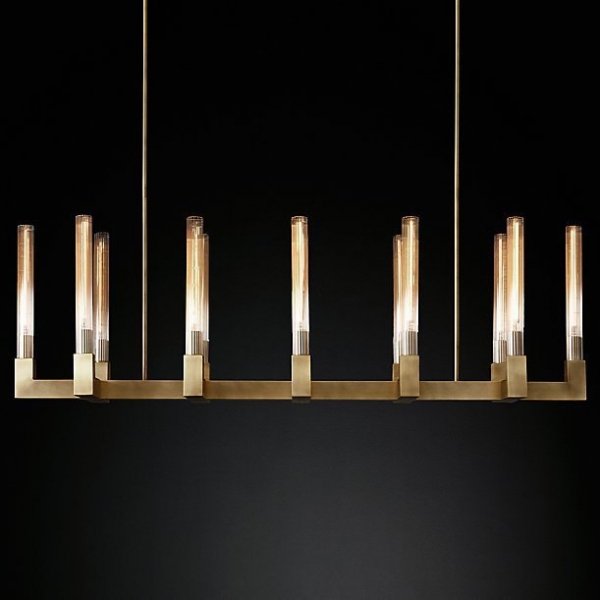 Люстра RH CANELLE Linear Chandelier 12 Modern Brass Латунь в Казани | Loft Concept 