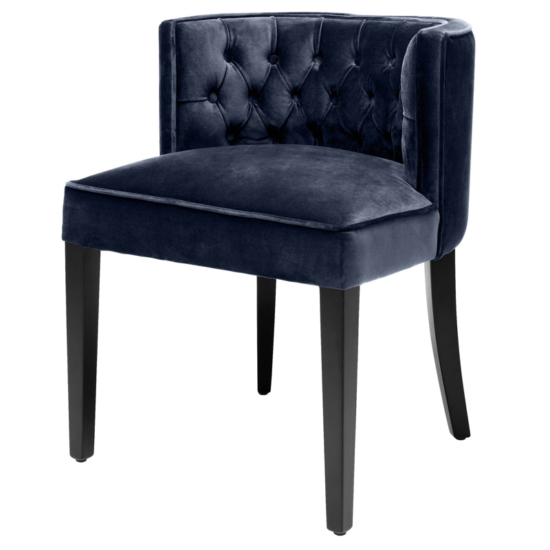 Стул Eichholtz Dining Chair Dearborn blue Темно-синий Черный в Казани | Loft Concept 