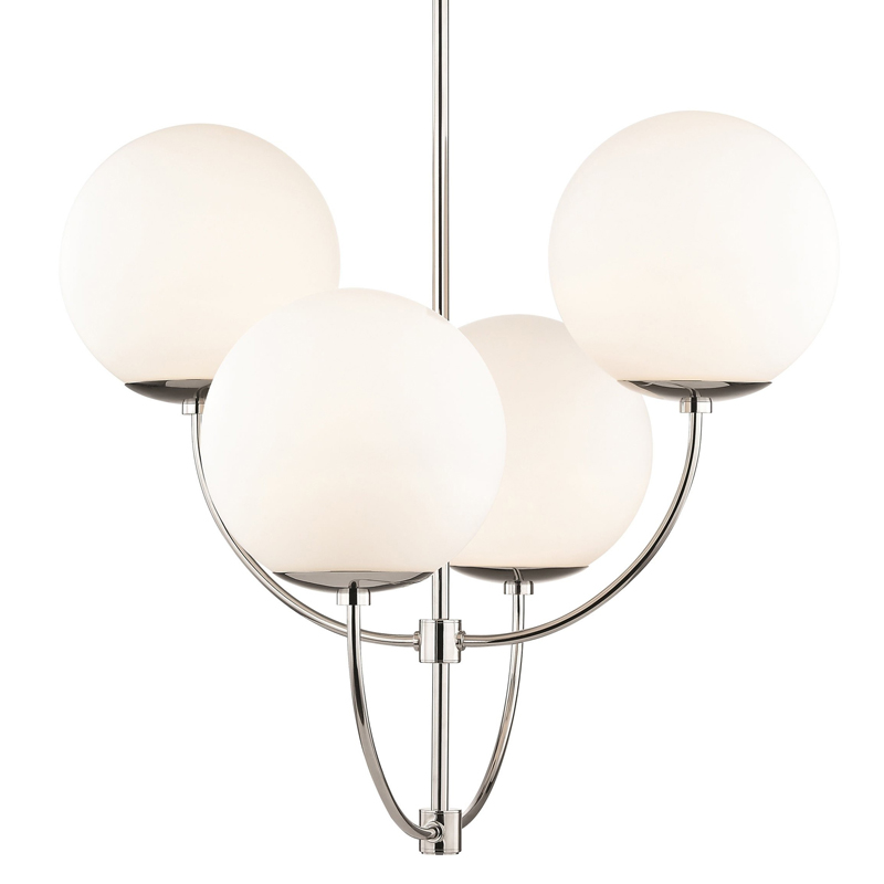 Люстра Breasal White Matte Balls Chandelier Chrome Хром Белое матовое стекло в Казани | Loft Concept 