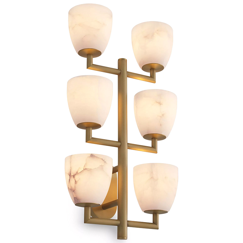 Настенный светильник Eichholtz Wall Lamp Valerius Латунь Белый Мрамор Bianco ivory ( слоновая кость ) в Казани | Loft Concept 