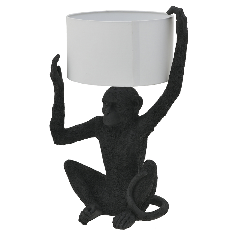 Настольная лампа Black Monkey Holding Lampshade Черный Белый в Казани | Loft Concept 