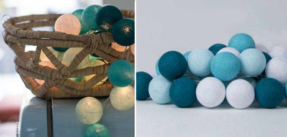 Гирлянда хлопковые фонарики Сotton Ball Aqua - Loft-Concept в Казани