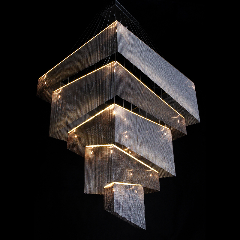 Люстра Серебряные цепочки Willowlamp Geometric Storm Silver Серебряный в Казани | Loft Concept 