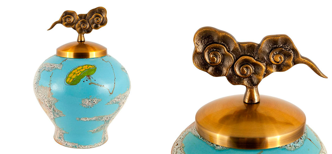 Ваза голубая с орнаментом Nara  - фото №1