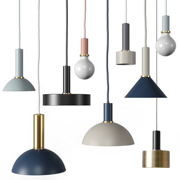 Подвесной светильник Ferm Living Socket Pendant High  Черный Латунь Голубой пастельный Темно-синий Белый Дымчатая Роза в Казани | Loft Concept 