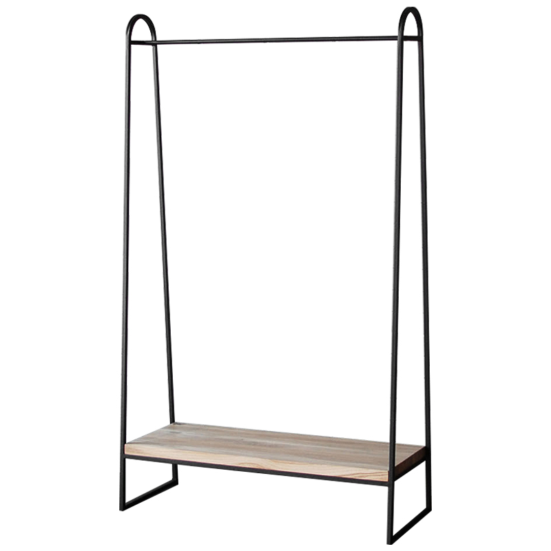 Рейл Amba Industrial Metal Rust Clothes Rail Черный Светлый дуб в Казани | Loft Concept 