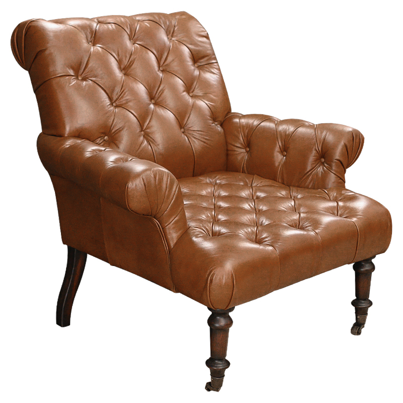 Кресло кожаное Bastien Leather Brown Armchair Коричневый в Казани | Loft Concept 