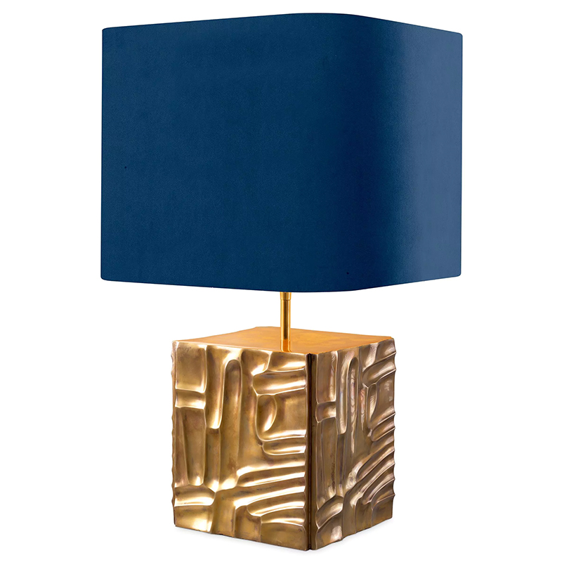 Настольная лампа Eichholtz Table Lamp Oregon Blue Velvet Синий Латунь в Казани | Loft Concept 