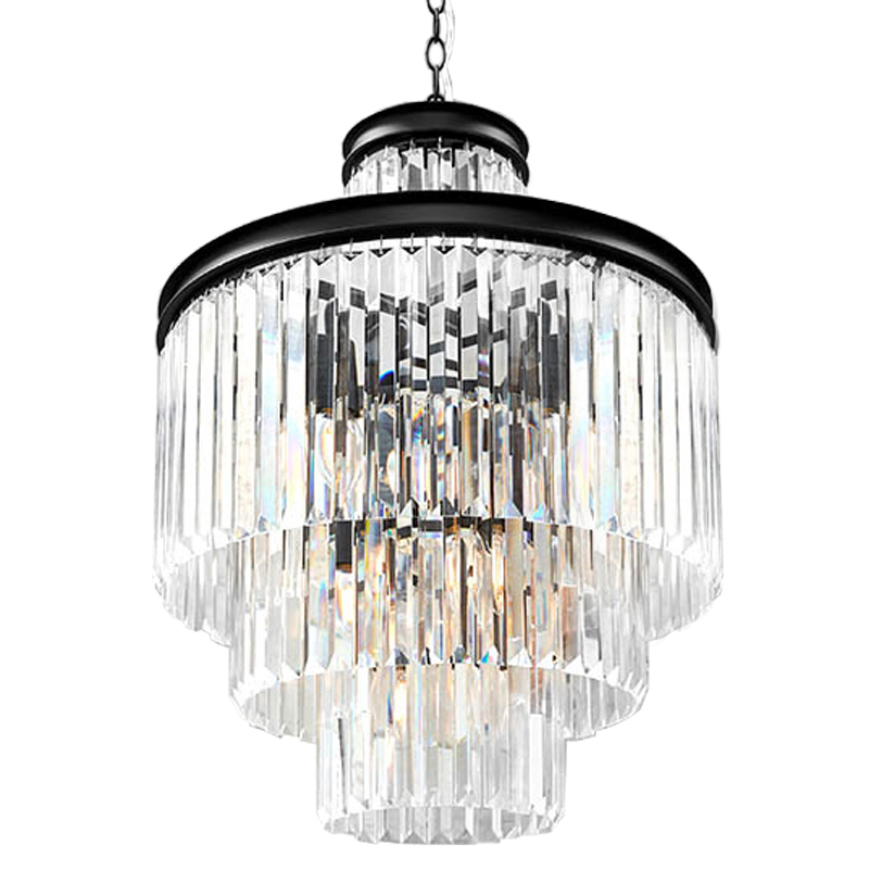 Люстра RH Odeon Chandelier Four Black 50 Прозрачное Стекло Черный в Казани | Loft Concept 