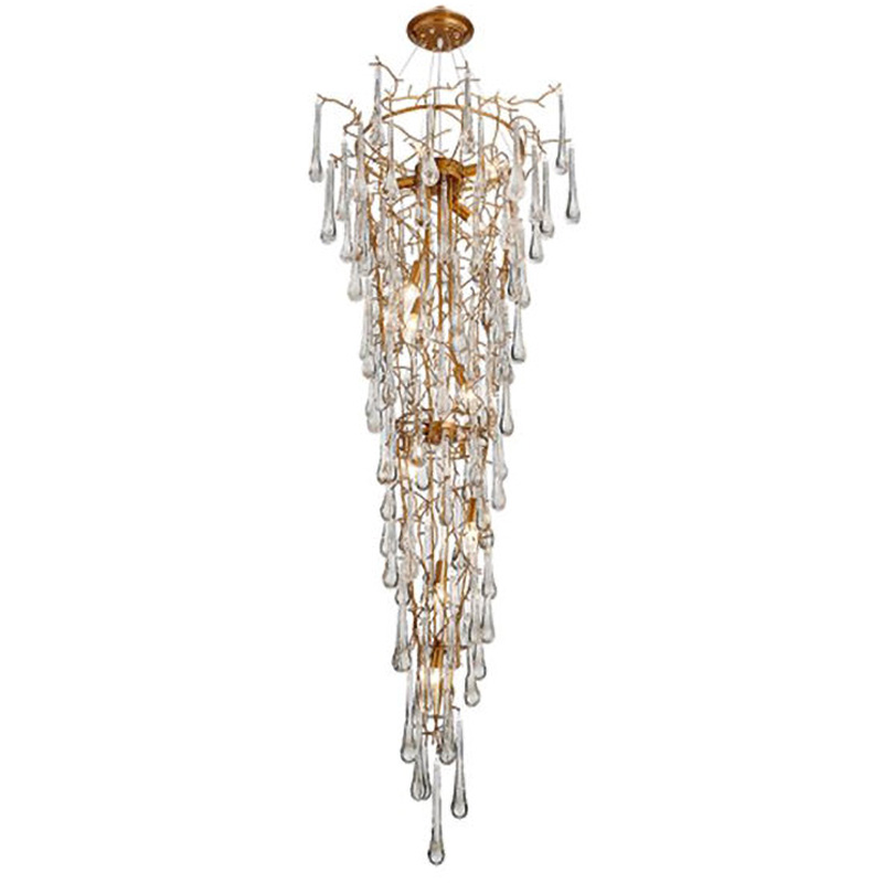 Люстра Waterfall Chandelier Crystal Drops Золотой Прозрачный в Казани | Loft Concept 