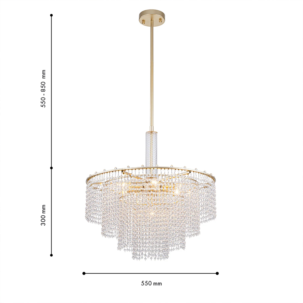 Люстра многоярусная с каскадами кристаллов Crystal Rains в Казани