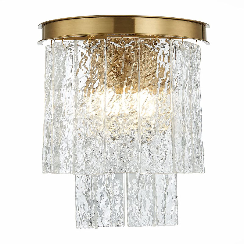 Бра Renea Textured Glass Wall Lamp Brass Латунь Прозрачное Стекло в Казани | Loft Concept 