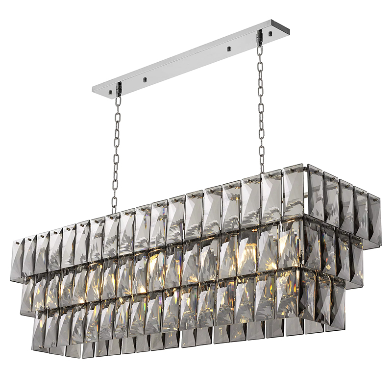 Люстра Eichholtz Chandelier Amazone Rectangular Nickel Никель Стекло Смок в Казани | Loft Concept 