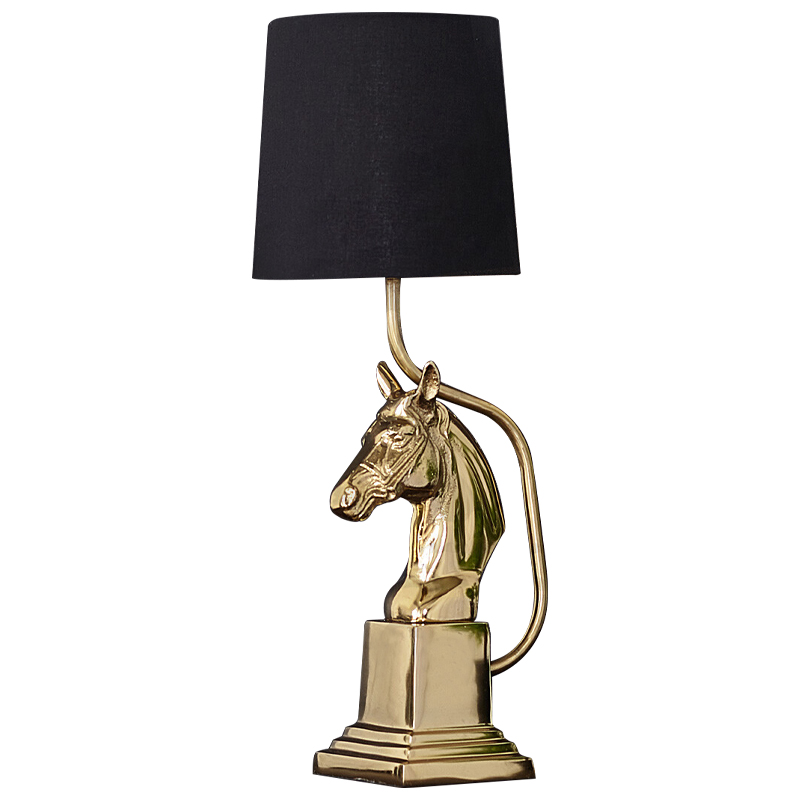 Настольная лампа с абажуром Lampshade Horse Sculpture Gold Черный Глянцевое золото в Казани | Loft Concept 