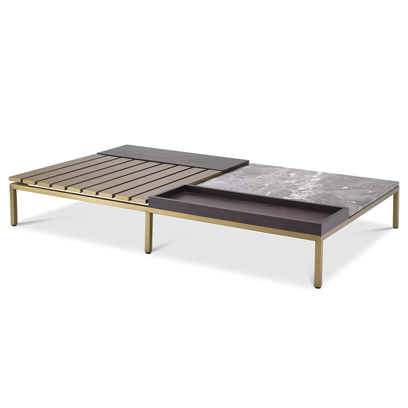 Кофейный стол Eichholtz Coffee Table Forma Латунь Серый Коричневый в Казани | Loft Concept 