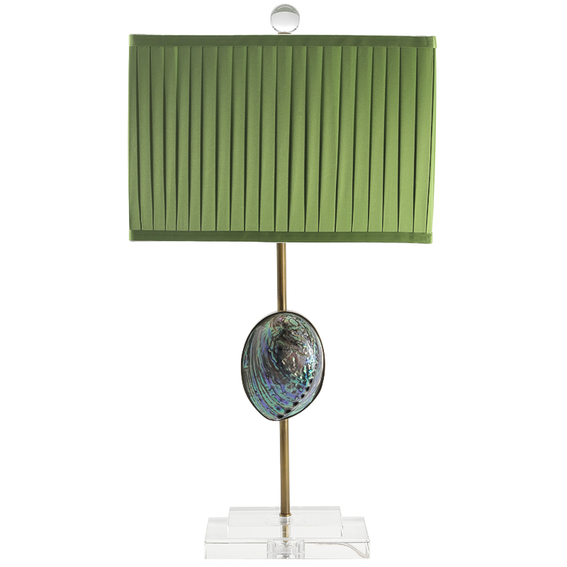 Настольная лампа с абажуром Green Semiprecious Stone Table Lamp Зеленый Прозрачное Стекло Латунь Перламутровый в Казани | Loft Concept 