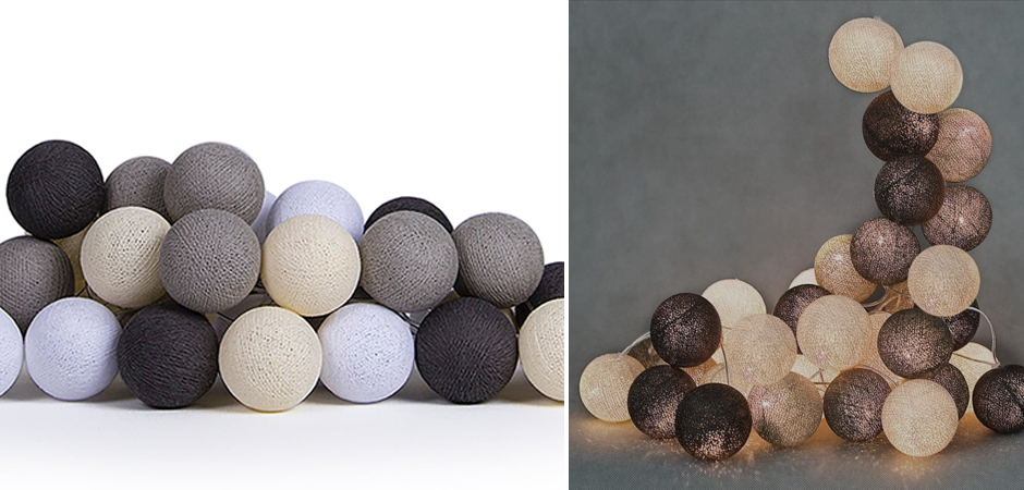 Гирлянда хлопковые фонарики Сotton Ball Taupe - Loft-Concept в Казани