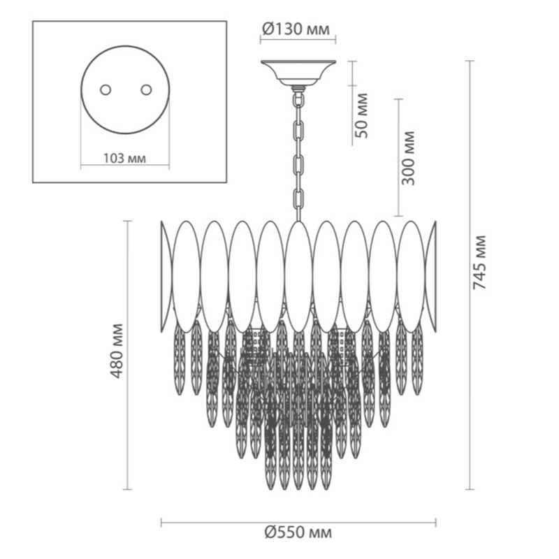 Люстра KEBO KING CHANDELIER four cascades D 55 в Казани