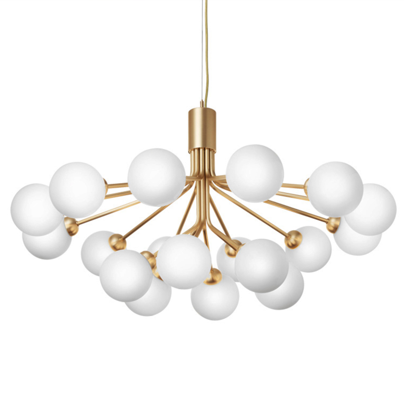 Люстра Berries Chandelier White Balloons Gold 18 Золотой Белое матовое стекло в Казани | Loft Concept 