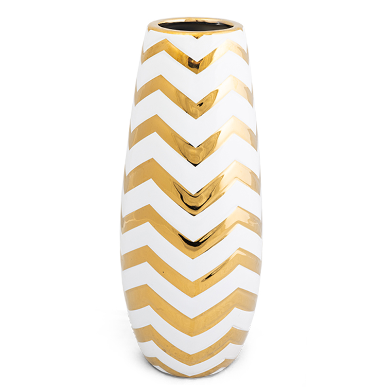 Ваза Gold chevron Vase Белый Глянцевое золото в Казани | Loft Concept 