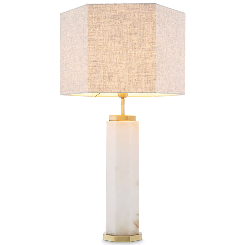 Настольная лампа Eichholtz Table Lamp Newman Alabaster Латунь Серый Белый в Казани | Loft Concept 