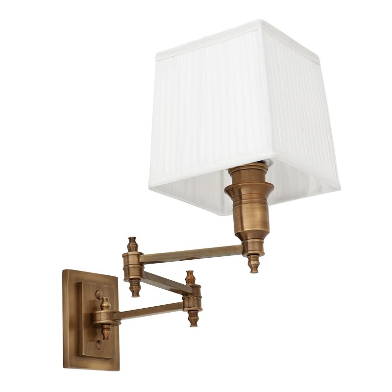 Бра Wall Lamp Lexington Swing Brass+White Латунь Античная полированная Белый в Казани | Loft Concept 