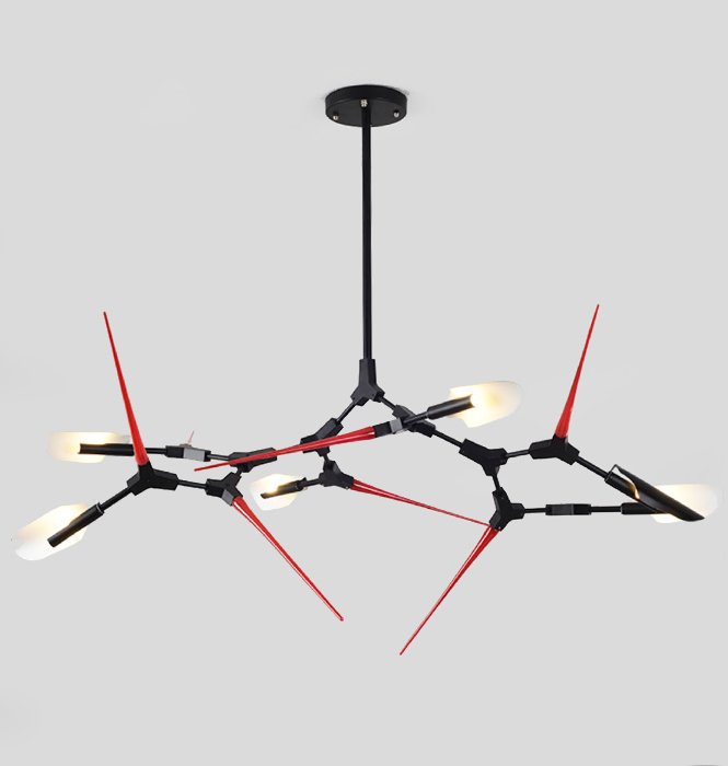 Люстра Red Spikes Chandelier 6 Черный Красный в Казани | Loft Concept 