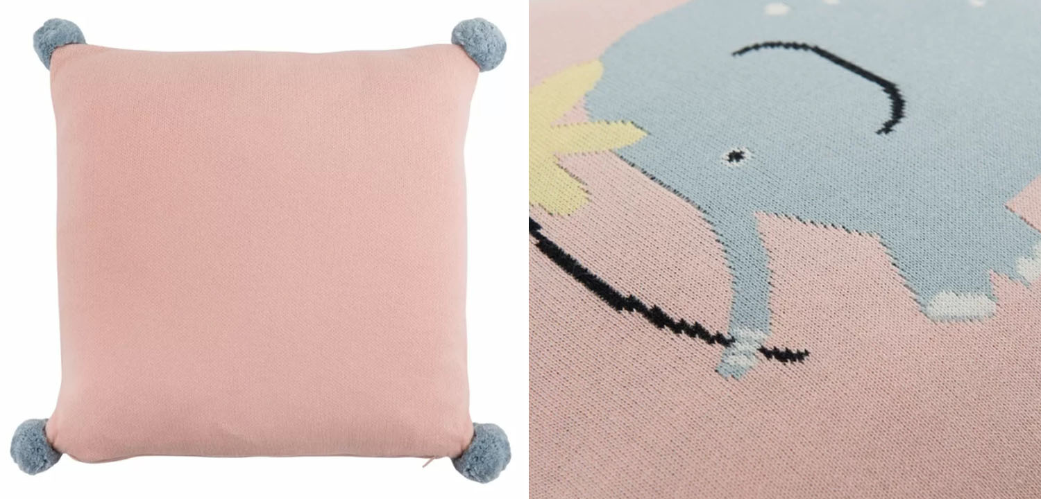 Подушка с помпонами Blue Elephant - фото