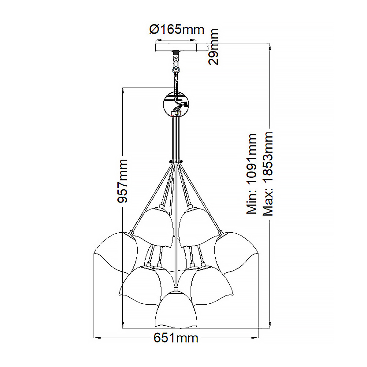 Люстра с 15-ю белыми  плафонами с золотой внутренней поверхностью Hinkley в Казани