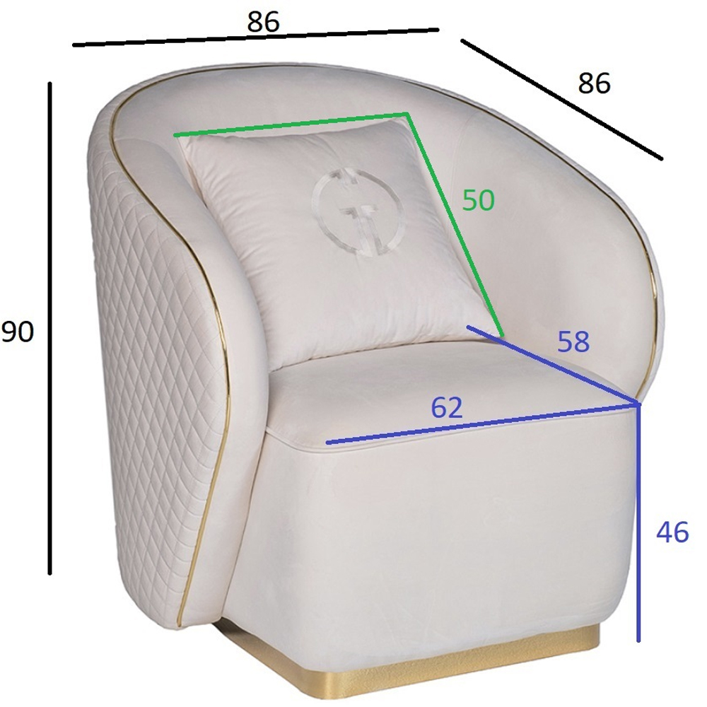 Кресло велюровое оттенка слоновой кости с простроченной спинкой Perfect Comfort в Казани