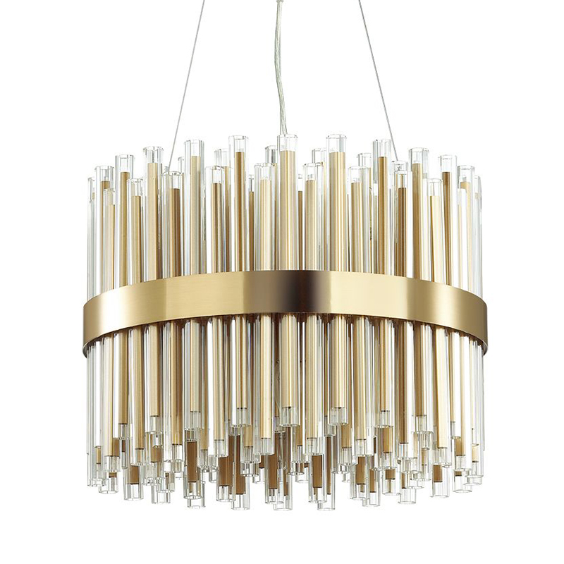 Люстра Gladwin Round Glass Tubes Chandelier Золотой Прозрачный в Казани | Loft Concept 