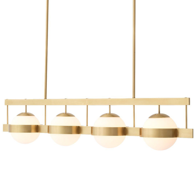 Люстра Eichholtz Chandelier Biba Brass Латунь Античная полированная Белое матовое стекло в Казани | Loft Concept 