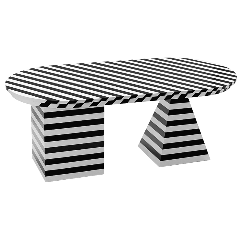 Обеденный стол Dining Table Striped Geometry Черно-белый в Казани | Loft Concept 