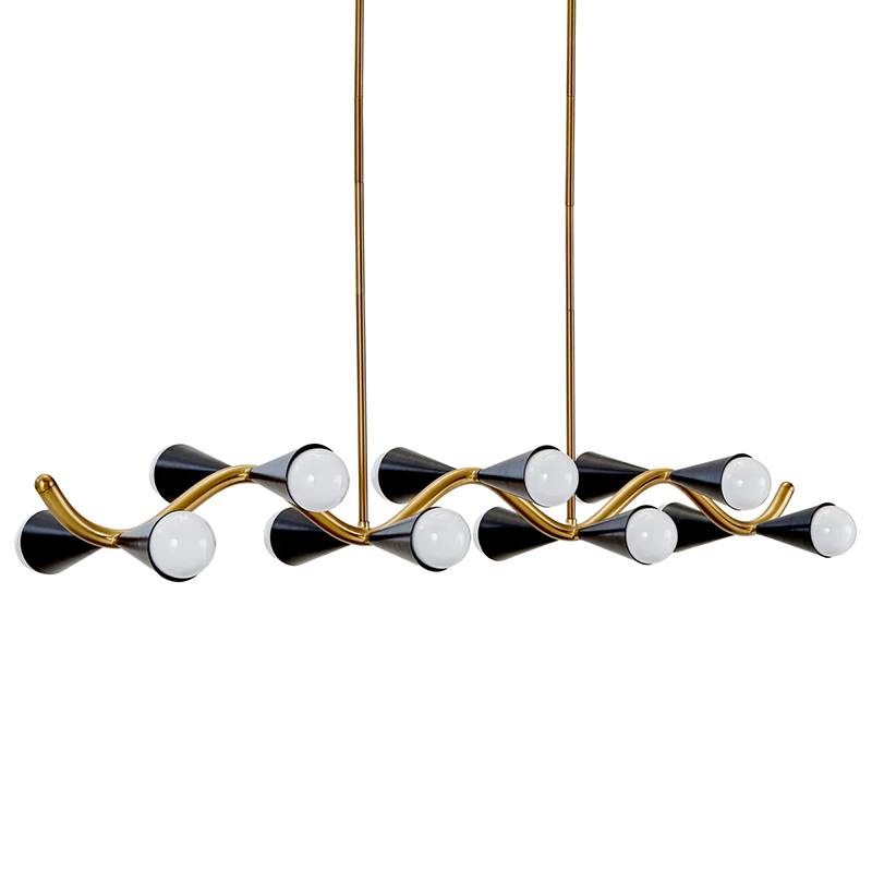 Линейная люстра Jonathan Adler CARACAS WAVE CHANDELIER Латунь Черный в Казани | Loft Concept 