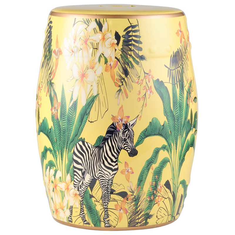 Керамический табурет Zebra Tropical Animal Ceramic Stool Yellow Желтый Черно-белый Зеленый в Казани | Loft Concept 