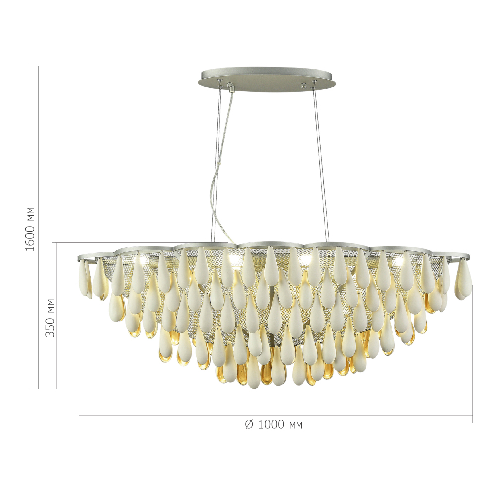 Люстра с подвесками в форме капель на серебристом каркасе Raindrop в Казани