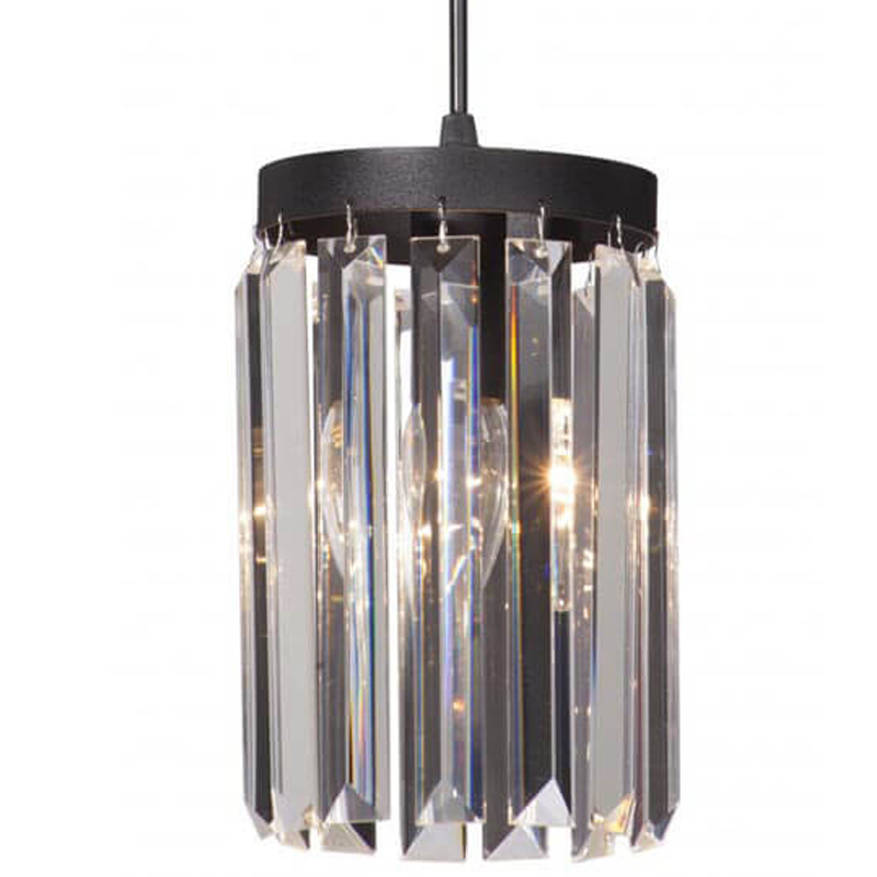 Светильник ODEON CLEAR GLASS Pendant lamp Прозрачное Стекло D 12 Черный матовый Прозрачное Стекло в Казани | Loft Concept 