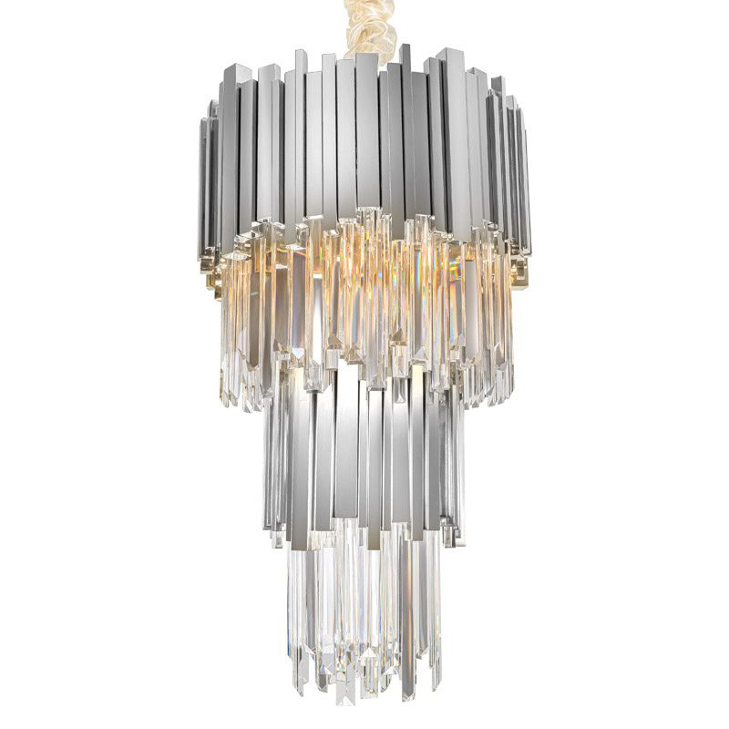 Люстра многоярусная Luxxu Modern Cascade Chandelier Silver Metal Glass 35 Прозрачное Стекло Серебряный в Казани | Loft Concept 