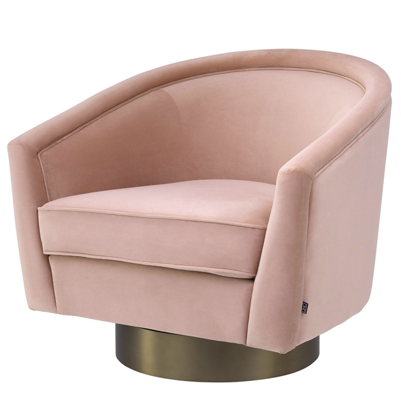 Кресло Eichholtz Swivel Chair Catene nude Розовый пастельный матовое золото в Казани | Loft Concept 