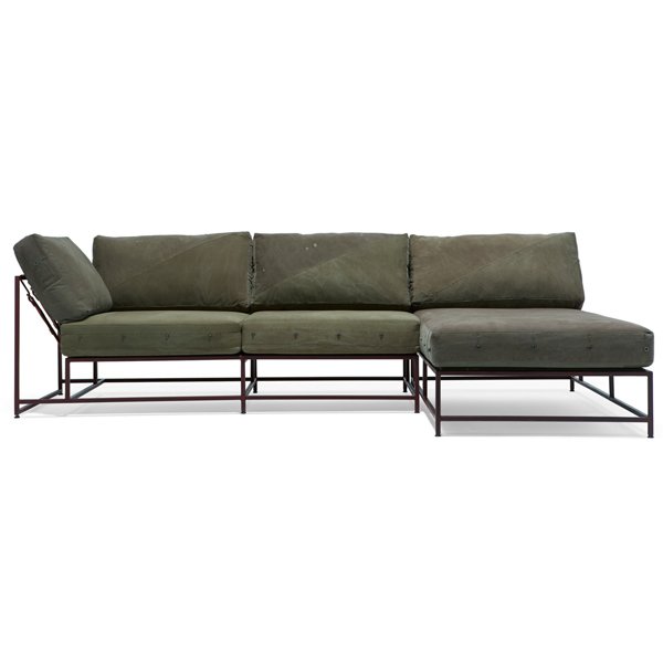 Угловой диван Olive Military Fabric Sectional sofa  Оливковый в Казани | Loft Concept 